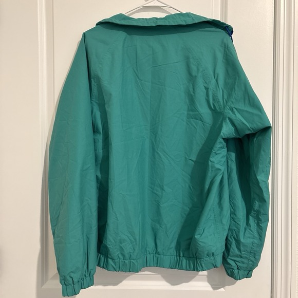 Lands End Windbreaker Jacket L Vintage 90s Turquoise Zip Up - Picture 8 of 8